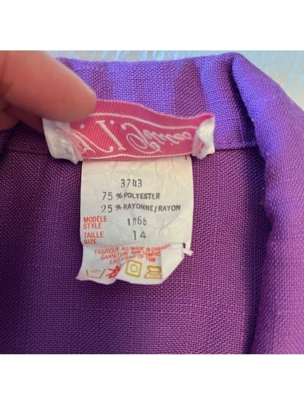 V.I.PETITES Vintage Double Breasted Purple Midi Dress Retro 80's 90's Canada - Picture 11 of 16